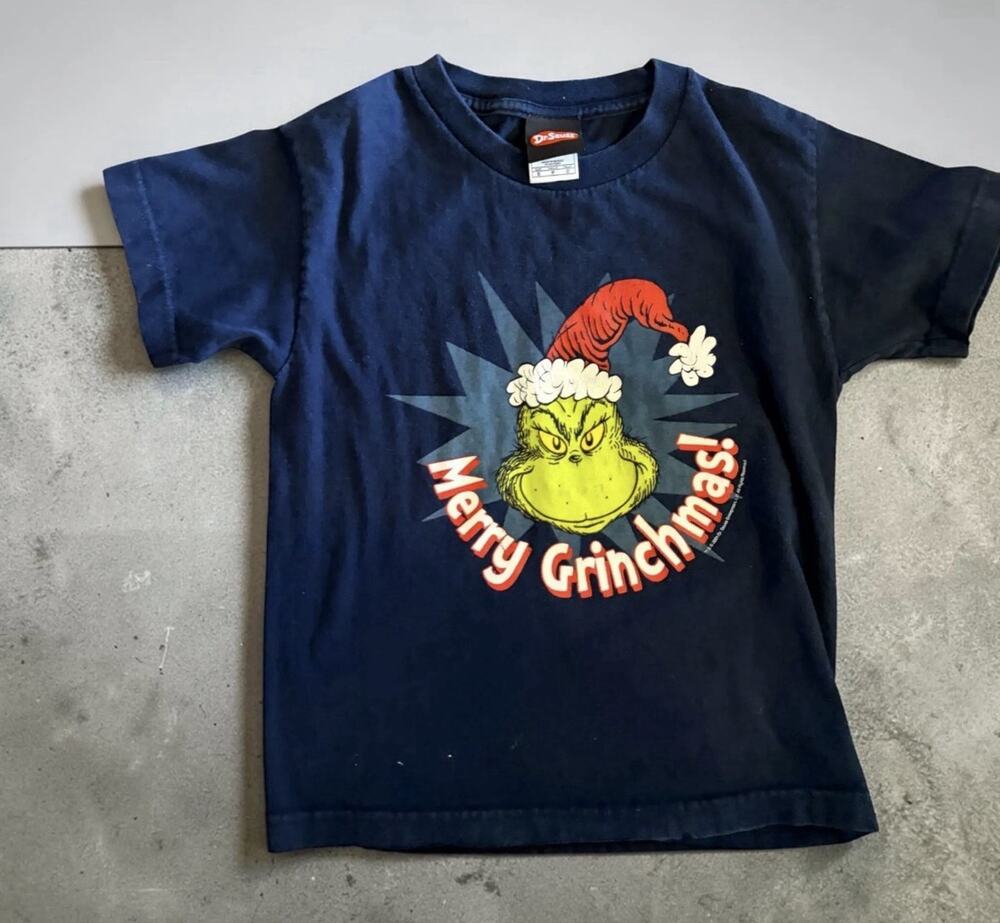 Vintage Dr. Seuss The Grinch “Merry Grinchmas!” Christmas Tee youth small